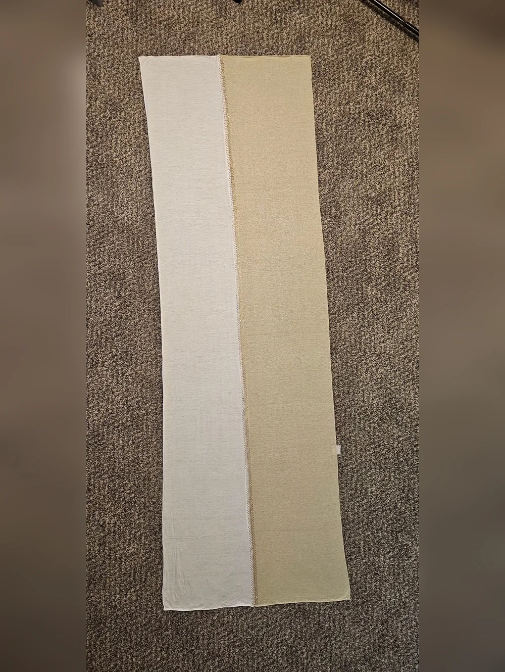 Hijab Mustard Two-Tone Stretch Fabric Panel in Light Gray and Beige - Picture 1 of 3